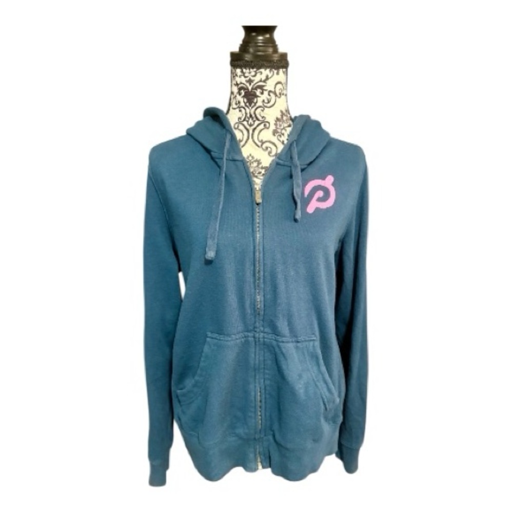 PELOTON Ultimate Fleece Blue Hoodie with Pink Logo